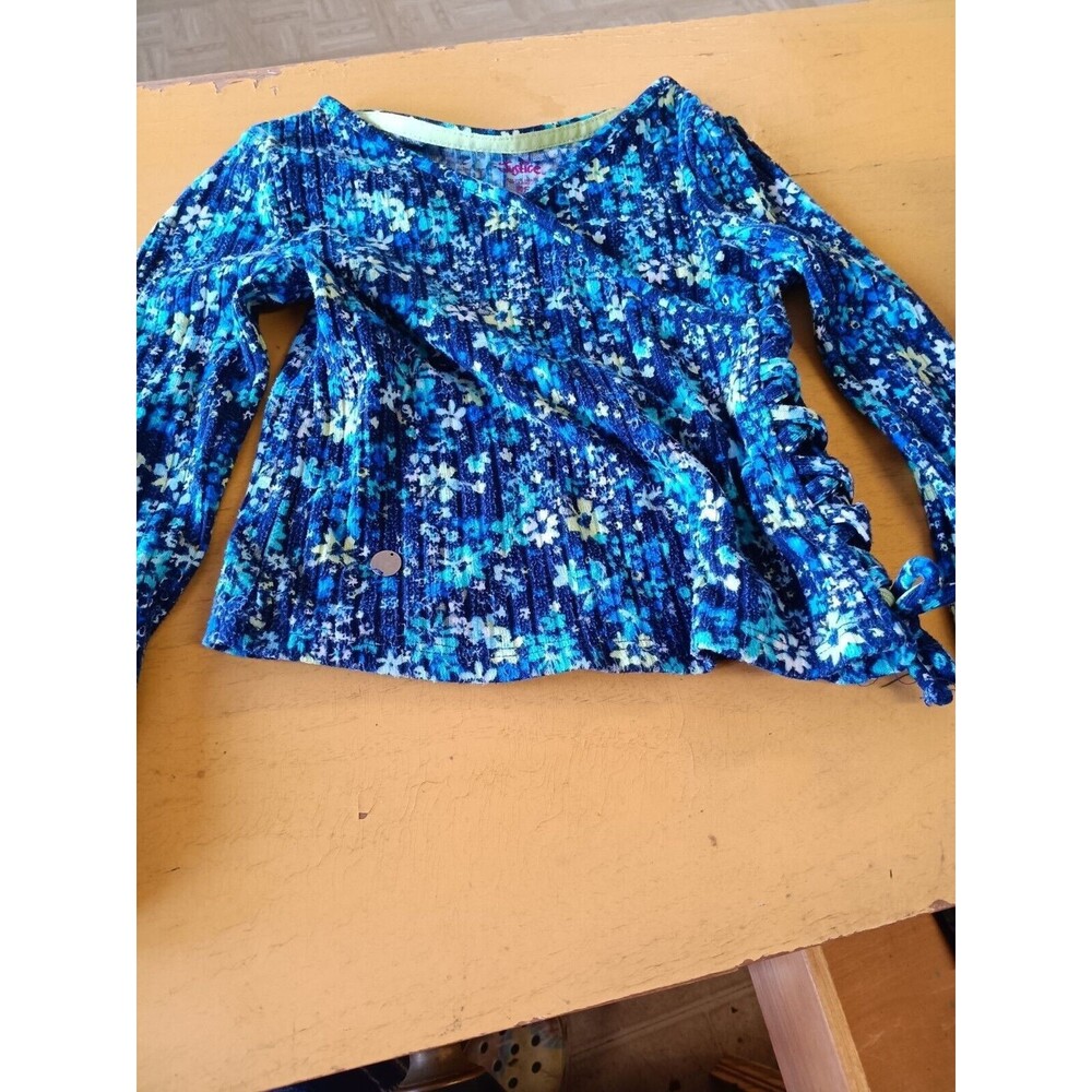 justice size xs 5/6 long sleeve floral shirt